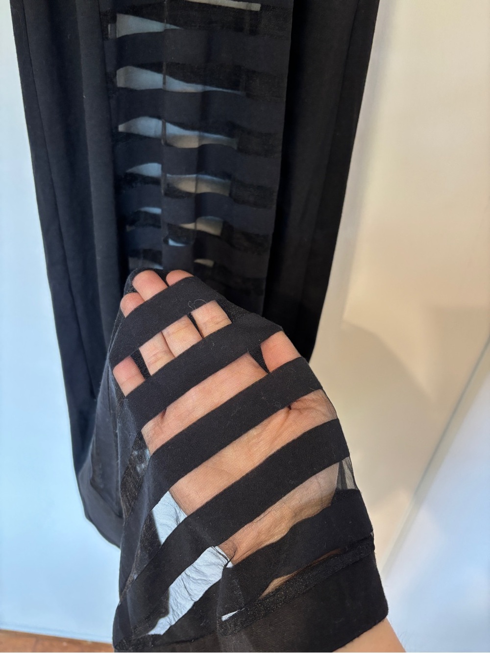 Miken Swim Black Sheer Cover-Up Size Small Bodycon Festival Stripes High Low Hem - Picture 7 of 11